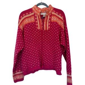 Vintage Rebecca Stone Chunky Knit Sweater Pink Orange Size XL